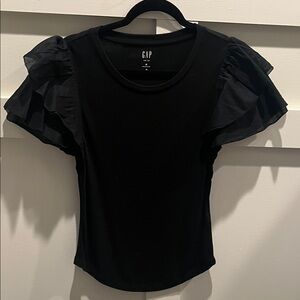 GAP Women's Elegant Black Ruffle Blouse